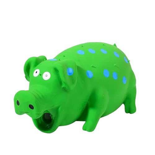 Dog Squeak Toy with Oinking Sounds, Pig Squeaky Dog Toy Latex Polka Dot Squeaky Pig Dogs Toys Rubber Chew Toys for Small, Medium and Large Dogs (Green, L) - color: Green, size: L