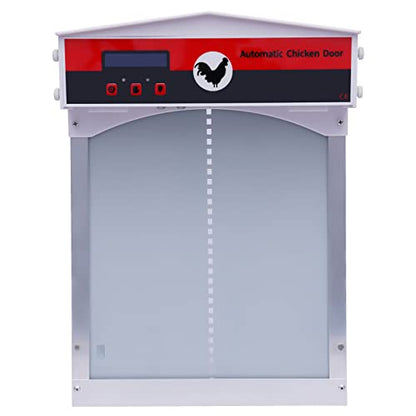 Automatic Chicken Coop Door with Timer&Light Sensor Weatherproof Chicken Door Opener Kit with LCD Screen Anti-Pinching Protect Function
