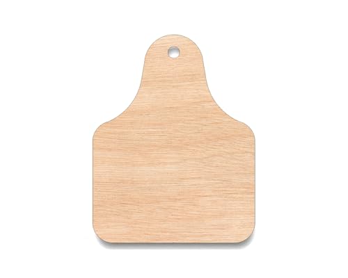Unfinished Large Blank Wooden Tags - Cow Ear Tags, Craft Wood Tags, Hobby Wood, Wooden Cow Cutout for Crafts & Wood Painting Crafts - Unfinished Wood Crafts - size: 7 inch