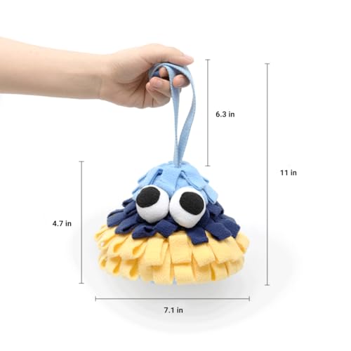 Pinecone Pet Snuffle Toy with BB Squeaker & Crinkle Paper | Interactive Hide and Seek Food Puzzle Toy | Hangable Design for Small Dogs & Small Pets | Mental Enrichment & Playtime Use (Blue) - color: blue