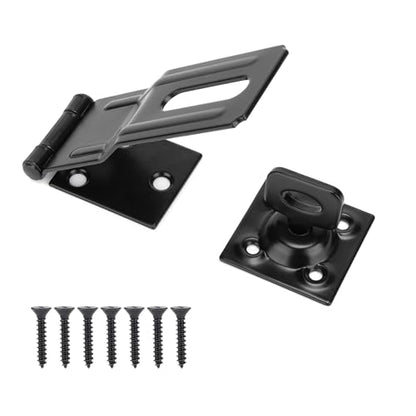 4-1/2" Swivel Staple Safety Hasps, Gate Door Hasp Latches Safety Packlock Clasp Locking with Twist Knob for Fence, Gate, Cabinet, Black - color: Black