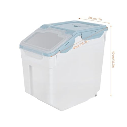2 Pcs Rice Storage Container(55lbs), Large Airtight Flour Storage Containers with Seal Locking Lid & Wheels, Dog Pet Food Bin with Measuring Cup, for Sugar Cereal Dry Food Blue