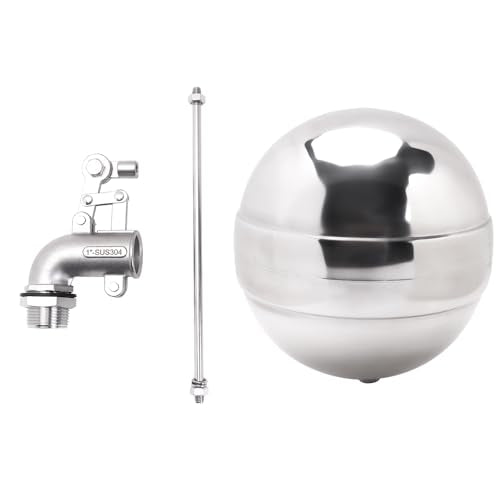 Adjustable Float Ball Valves - 1" NPT Male Thread Stainless Steel 304 Elbow Flow Control Float Valve for Automatic Water Level Control Tank Pond Water Tower - size: 1 Inch