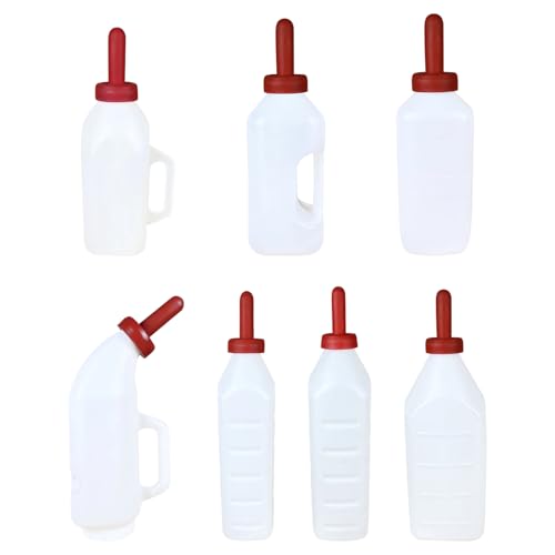 Large Capacity Calf Milk Container Feeding Bottle with Leakproof Nipple Easy Refilling Wide Mouth for Livestock Nursing Long Nipple Livestock Feeding Bottle - color: Vertical 2liter int