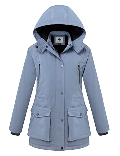 WenVen Women's Waterproof Winter Coats Warm Thicken Puffer Jackets with Detachable Hood - color: Blue, size: XX-Large