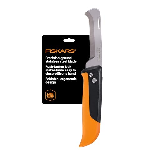 Fiskars Folding Produce Knife, Gardening Tool for Harvesting Produce with Foldable Ergonomic Design, Stainless Steel Curved Blade, Orange - style: Folding Harvest Knife