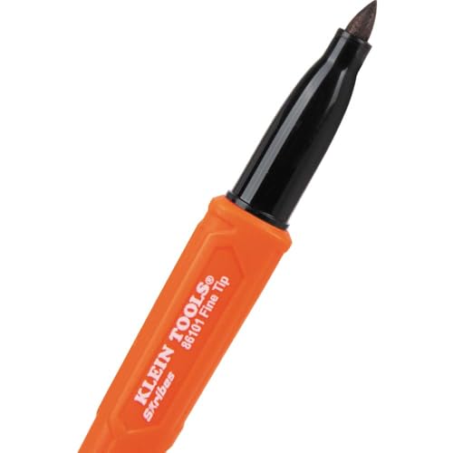 KLEIN TOOLS 861014 Skribes Fine Tip Permanent Markers, Black, Hard Hat Clip, Multi-Surface Jobsite Marker for Wet, Dry and Oily Surfaces, 4-Pack - style: 4-Pack Black