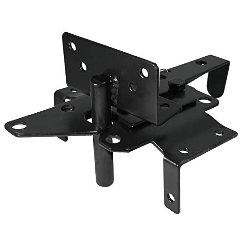 Self-Locking Gate Latch Heavy Duty Post Mount Automatic Gravity Lever Wood/PVC Fence Gate Lock with Fasteners Hardware,for Secure Pool |Yard | Garden, Steel,Black - color: Black