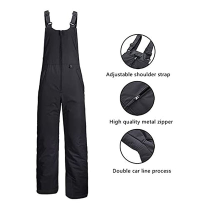 Yoawdats Women's Ski Snow Bibs Pants Insulated Water Resistant Winter Skiing Overalls Ripstop Windproof Snowboard Jumpsuits - color: Black, size: 3x_l