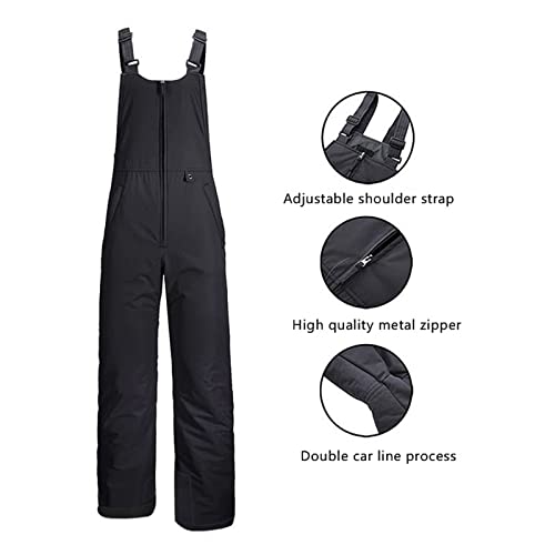 Yoawdats Women's Ski Snow Bibs Pants Insulated Water Resistant Winter Skiing Overalls Ripstop Windproof Snowboard Jumpsuits - color: Black, size: Large