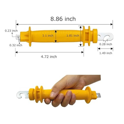 Sturdy 4 pcs Electric Fence Rubber Gate - Spring Handles Insulated Plastic Handle for Garden Farm Heavy Stamped Steel Hook