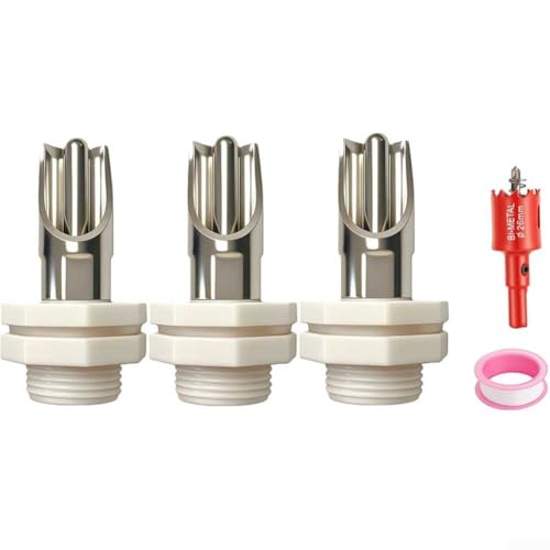 Automatic Pig Nipple Waterer Kit with Tank Connector and Hole Cutter for Livestock Farms, Stainless Steel Drinking Spout Set for Pigs, Metal Rod(3-piece set) - size: 3-piece set