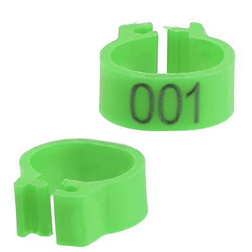 100PCS 8MM 001-100 Numbered Plastic Letter Pigeon Bird Leg Bands Rings, Bird Chicks Parrot Clip Rings Band (Green) - color: Green