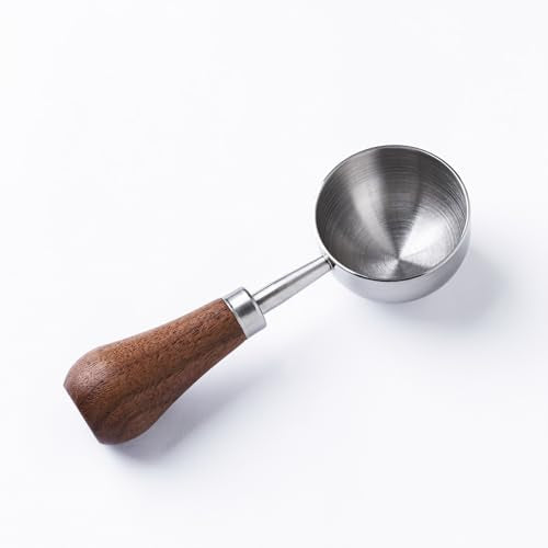 Retro Vintage Stainless Steel Coffee Scoop with Walnut Wood Handle, 10g Espresso Measure, 30ml Water Capacity (1, Silver) - color: Silver