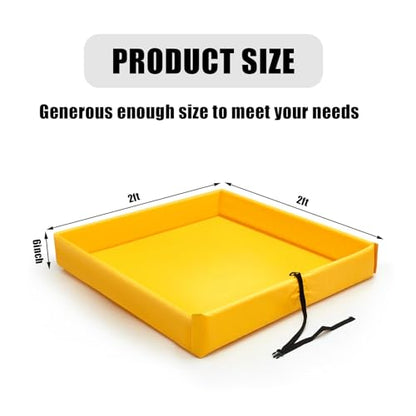 Wettarn Folding Duck Pond 2'x 2' Portable Spill Containment Berm Wall Containment Berm(Yellow) - color: Yellow, size: 2*2ft
