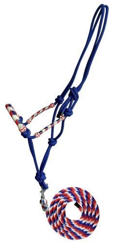 Showman Red, White & Blue Rawhide Cowboy Knot Halter w/Lead
