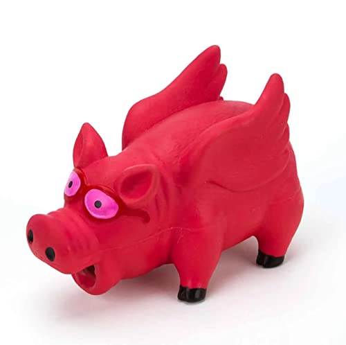 Flying Grunting Pig Dog Toy Durable Latex Choose Blue Pink or Set of Both Colors (Pink) - color: Pink