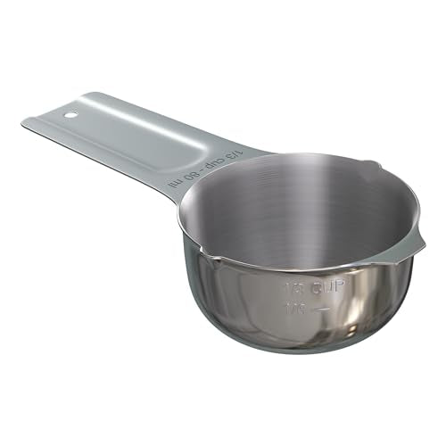 Color Up ⅓ Cup Measuring Cup (80 ml) – Premium Chrome Stainless Steel, Accurate for Wet & Dry Ingredients, Embossed Markings, Easy-Pour Spouts, Dishwasher-Safe, Kitchen Essential - size: 1/3 Cup (80 ml) Stainless