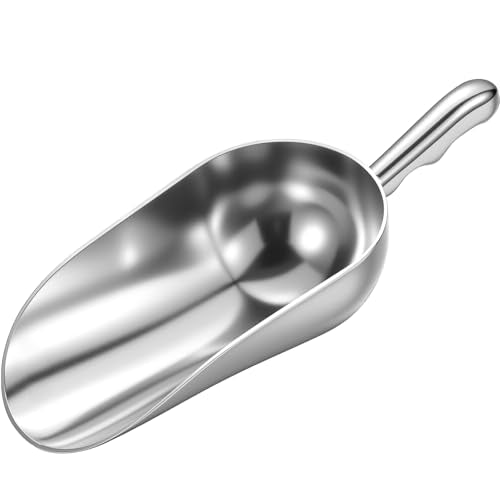 Cast Aluminum Utility Scoop 24 Ounce Round Bottom Bar Ice Flour Scoop with Finger Groove Handle for Candy Popcorn Coffee Beans - size: 24 Ounce