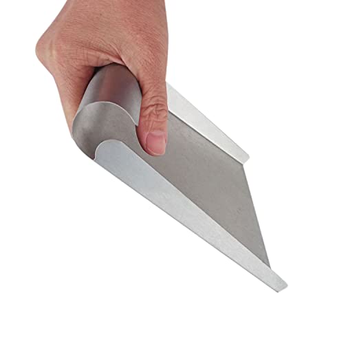Stainless Steel Scooper for Food, Large One-Piece Cast Square Food Scoop with Sides, 5.9 Inch Metal Ice Scooper, Cutting-board Scraper, Flour Utility Scoop with Multi-Purpose Use, Silver