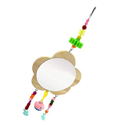 VANZACK Rooster Mirror Toy Bell Pendant Fun Hanging Accessory for Chickens for Cage Play and Activity Easy to Install Engaging Pet Supplies