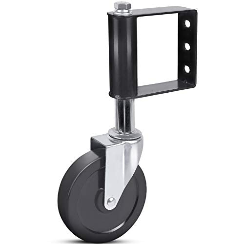 Ronlap Gate Wheels for Wooden Gate, Gate Caster Wheel Spring Loaded for Metal Tube Swing Gate Fence Gate Wheel for Gates Heavy Duty Farm Vinyl Gate Rollers, 250 Lbs, 5 Inches with Brake, 2 Pack, Black - style: 5 Inches With Brake