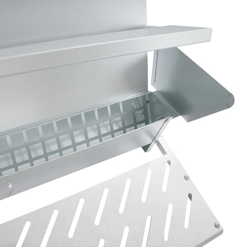 25LB Automatic Chicken Feeder with Rainproof Lid, Metal Treadle Feeder for Chickens, Ducks, Geese