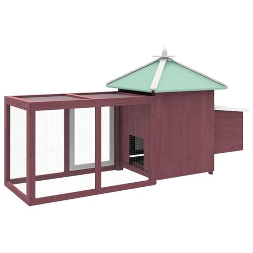75" Firwood Chicken Coop with Nesting Box & Run, Weather-Resistant Mocha, Tilting Roof, Raised for Yard - color: Brown-A