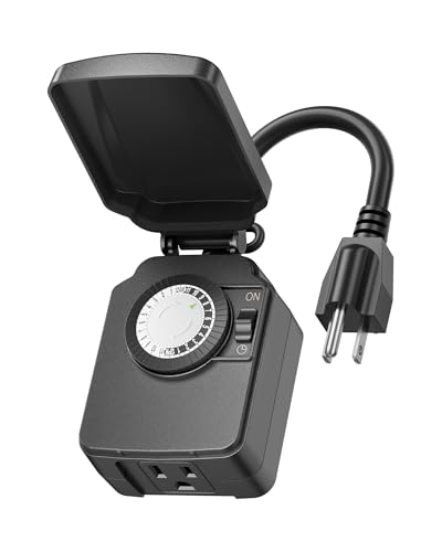 BN-LINK 24 Hour Heavy Duty Mechanical Timer, Outdoor Timer Outlet Waterproof with 30 Minutes Intervals, 1 Grounded Outlets for Christmas Lights Pool Pump,15A 1/2HP, ETL Listed - size: 1-Pack Dial 1 Outlet