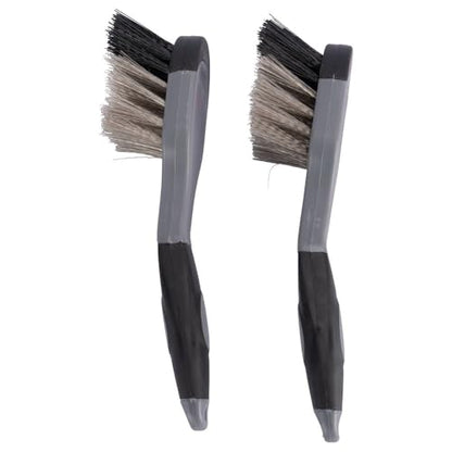 Schneiders Bucket and Trough Scrub Brush - 2 Pack | Durable Synthetic Bristles | Comfortable Silicone Grip | Ideal for Horse Water Buckets & Feed Troughs | Color Black/Gray
