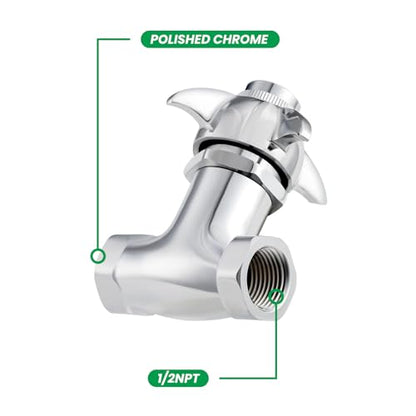 Self-Closing Valve with Knob, Heavy Duty Stop Valve, Polished Chrome - style: with knob