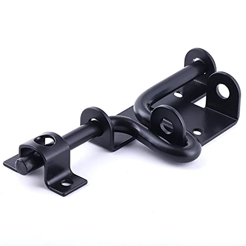 2 Packs Heavy Duty Slide Bolt Gate Latch – Black Thickened Metal Sliding Bolt Door Lock with Padlock Hole for Wooden Fence/Shed Door/Yard Door/Barn Door/Interior and Outdoor Latch