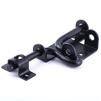 2 Packs Heavy Duty Slide Bolt Gate Latch – Black Thickened Metal Sliding Bolt Door Lock with Padlock Hole for Wooden Fence/Shed Door/Yard Door/Barn Door/Interior and Outdoor Latch