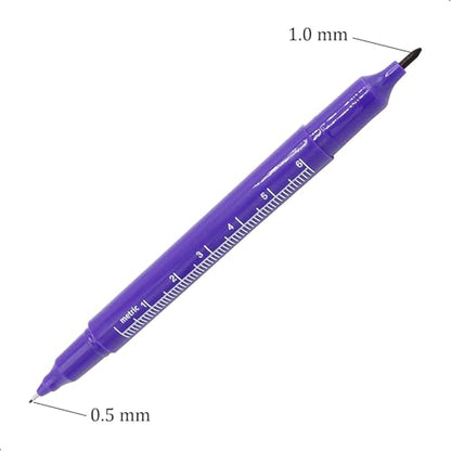 3 Pcs Surgical Skin Marker Pen, Professional Sterile Tip Tattoo Stencil Markers Pen Scribes ，(0.5mm,1mm) with Paper Ruler (2 Single Head +1 Double Head)