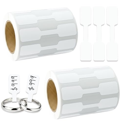 1000 PCS Blank Jewelry Price Tags Stickers Roll, Self Adhesive Easy Peel Off Rectangle Shape Price Identify Labels for Bracelet Necklace Earring Ring Clothing Display (White) - color: White