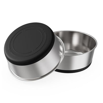 Food Grade 304 Stainless Steel Dog Bowls with Non-Slip Rubber Bottom,Food and Water Bowl for Feeding Dogs and Cats, Dishwasher Safe, Rust Resistant, BPA Free(Set of 2) (Black, 6 Cup) - color: Black, size: 6 Cup