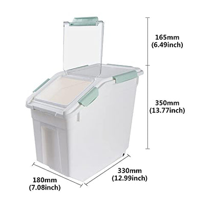 Airtight Flour Storage Container 25 lb Rice Storage Container with Wheels Seal Locking Lid, Food Containers with Measuring Cup& Scoop for Flour, Rice, Grain, Cyan 2Pack - color: Cyan 2 Count
