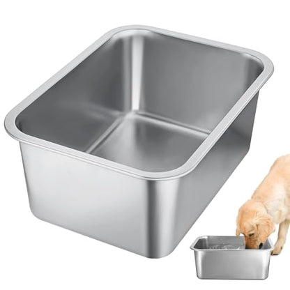 3 Gallons Extra Large Dog Bowls - Durable Food Grade Stainless Steel Dog Water and Food Bowl No Spilling, High Capacity for Large Breed Dogs Indoor Outdoor - size: 3 Gal