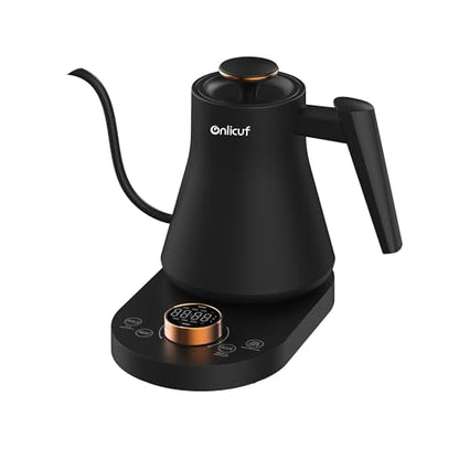 Electric Gooseneck Kettle with Temperature Control, 0.8L Pour Over Coffee, ±1°F Precision Heating, 7 Presets, Stainless Steel Inner, Electric Tea Kettle with 2H Keep Warm, Matte Black - color: Deep Black