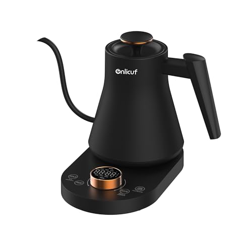 Electric Gooseneck Kettle with Temperature Control, 0.8L Pour Over Coffee, ±1°F Precision Heating, 7 Presets, Stainless Steel Inner, Electric Tea Kettle with 2H Keep Warm, Matte Black - color: Deep Black