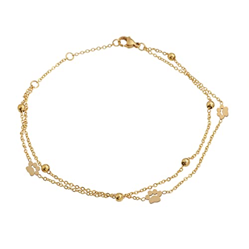 Charms Anklet Foot Bracelet for Women - color: Gold Dog Paw with Chain