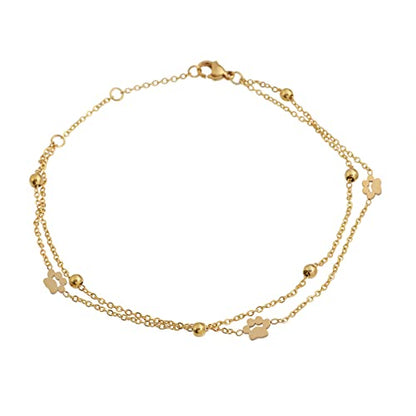 Charms Anklet Foot Bracelet for Women - color: Gold Dog Paw with Chain