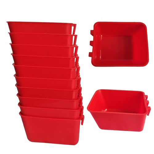 10 Pack Chicken Feeder Waterer Hanging 16 OZ Rabbit Water Cup Cage Bird Food Dishes Pigeon Feeding Watering Bowl with Hooks Bunny Poultry Coop Drinker Quail Seed Treats Dispenser