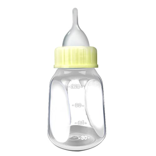 4 Pieces Pet Feeding Bottles Kit Newborn Small Animal Milk Bottle for Kitten Puppy Nursing Nipple Brush 4oz - color: Yellow