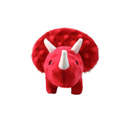 Squeaky Dog Toys Plush Dog Toy with Crinkle Paper Stuffed Durable Dog Chew Toys for Small Middle and Large Dogs Triceratops Red - color: Triceratops Red