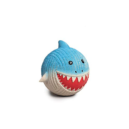 HuggleHounds Ruff-Tex Latex Ball Dog Toy - Dog Toys Rubber, Puppy Toys, Puppy Essentials, Heavy Duty Squeaky Ball for Small, Medium & Large Dogs, All Breeds - Finn the Shark, Large - size: Large, style: Finn the Shark