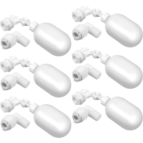 Mudder 6 Pack Float Ball Valve 1/4 Inch Adjustable Plastic Water Filter Float Valve for Ponds, Water Tank, Pump, Trough, Aquariums, Aquaculture, Reservoir