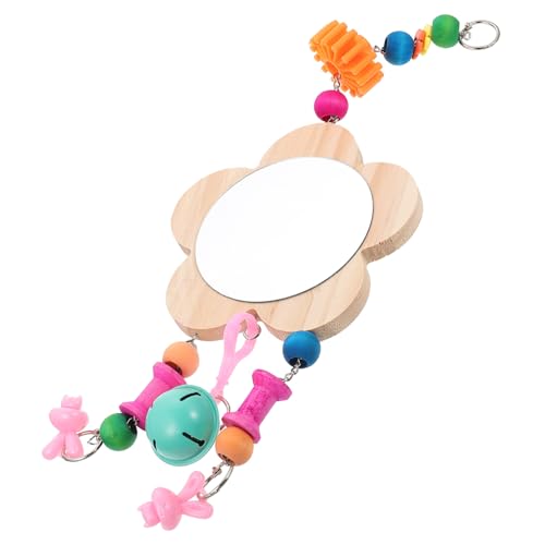 ibasenice Wooden Hanging Mirror Toy Bells for Chickens Engaging Pet Hen Activity and Playtime Fun Poultry Enrichment for and Chicken Cages
