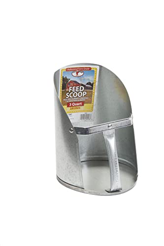 Little Giant® Galvanized Feed Scoop for Livestock | Heavy Duty Stackable Feed Scoop with Enclosed Handle (3 Quart, 1, Count) - style: 3 quart