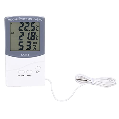 Zerodis Indoor Outdoor Thermometer Hygrometer Temperature Humidity Meter with Probe Sensor for Home Garden Wall Table Mount Large Screen Display Celsius Fahrenheit